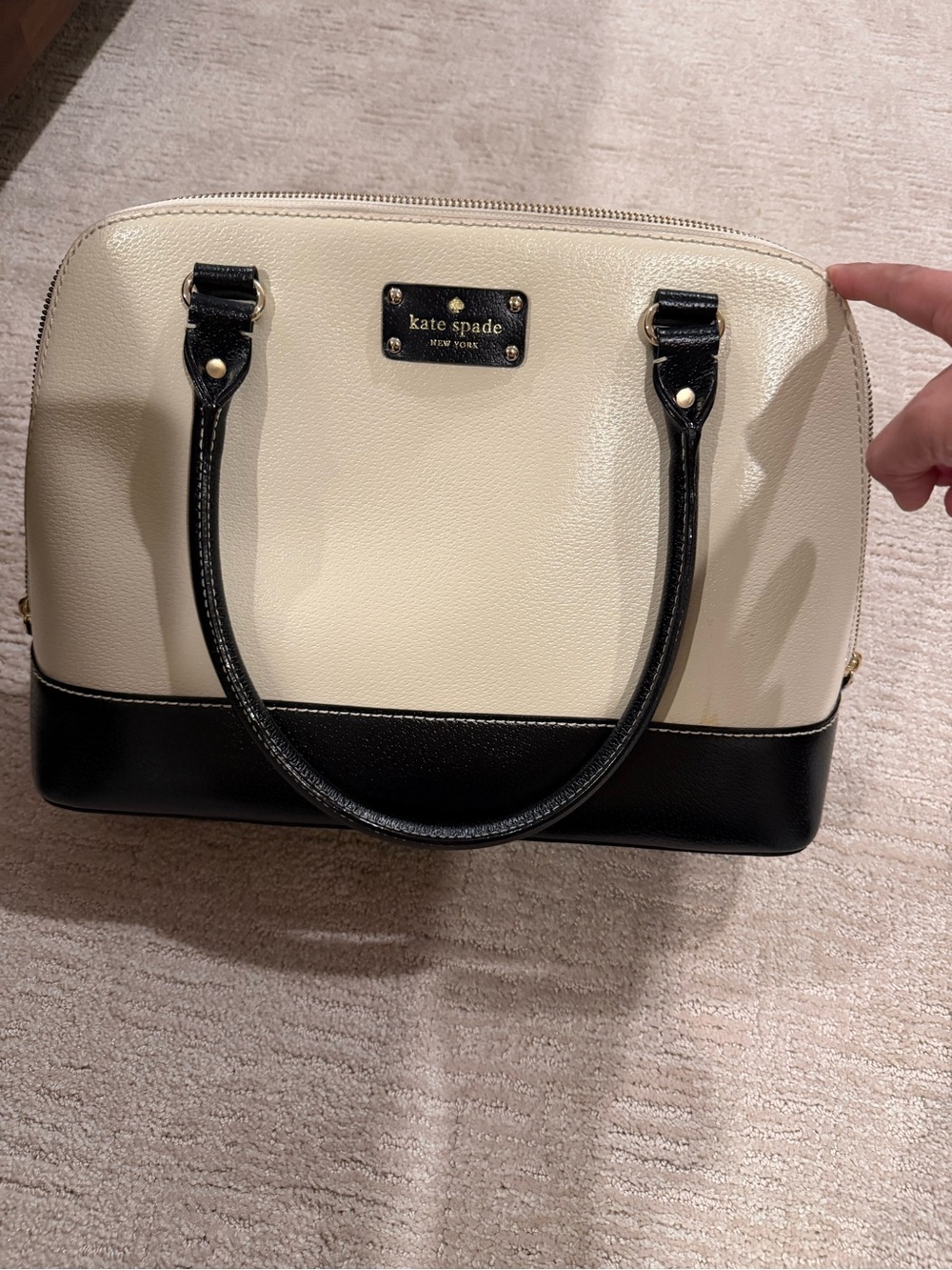 kate spade Two-Tone Cream and Black Dome Satchel